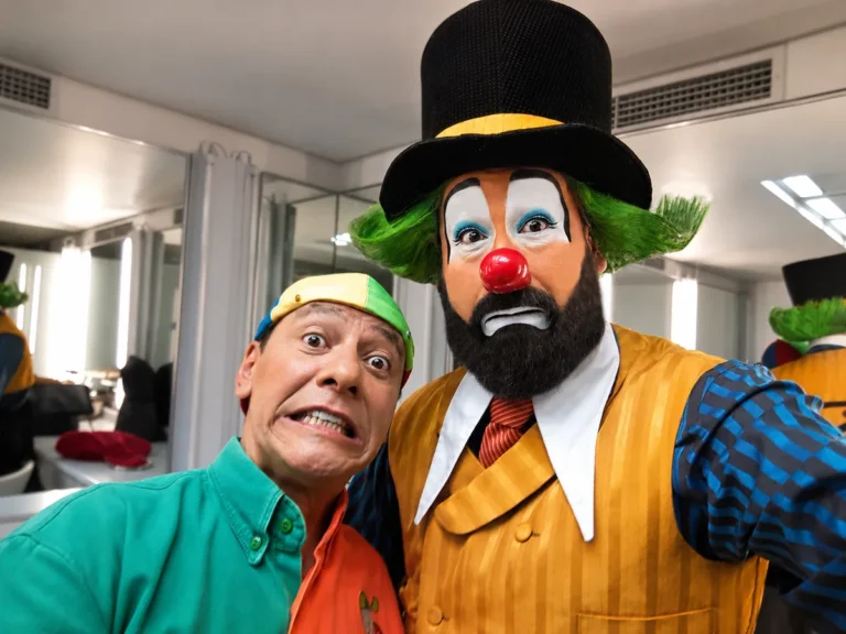 Payaso Loquillo y el comediante Homerito en camerinos de Televisa